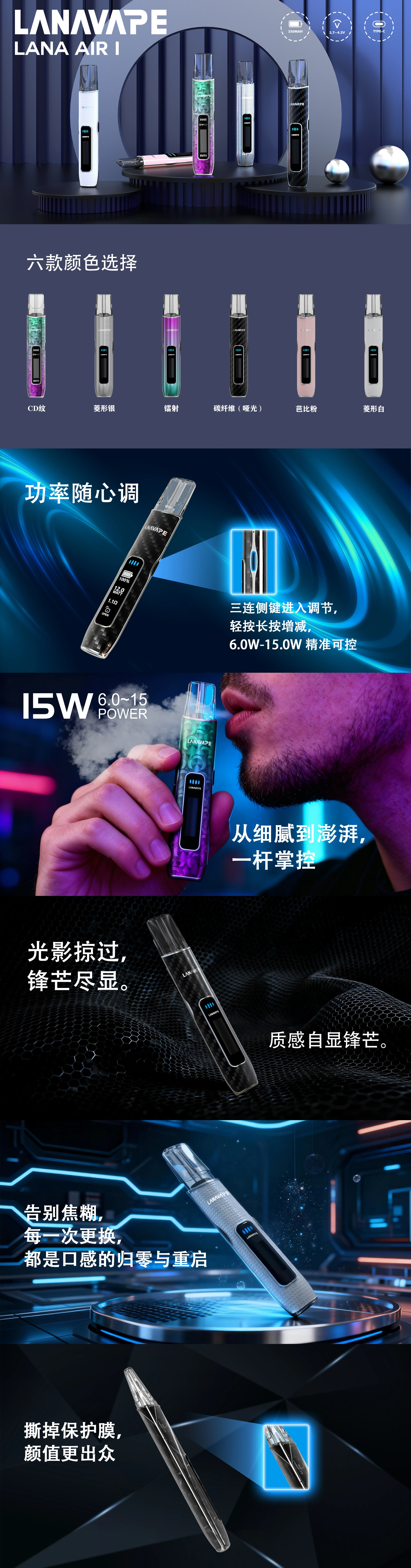 LANA-AIR-1-電子煙主機-LCD螢幕-可調功率 LANA-AIR-1-電子煙主機-LCD螢幕-可調功率